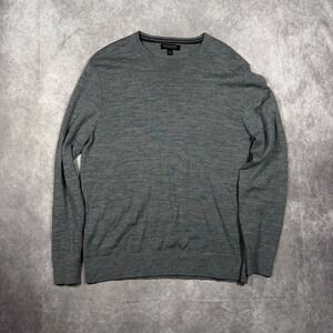 Banana Republic Mens Large Gray 100% Merino Wool Crewneck Sweater Quiet Luxury
